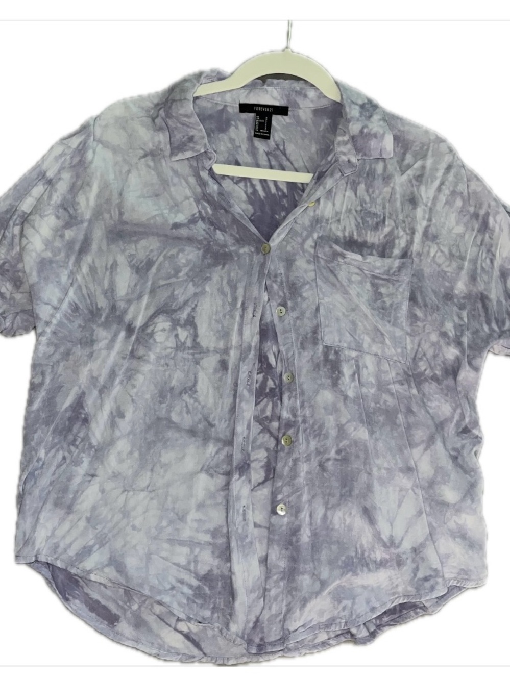 Forever 21 Men's Lavender Marble Short-Sleeve Button-Down Shirt